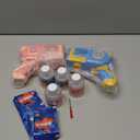 EagleStone 2 Pack Bubble Gun Machine for Kids, Automatic Light Up Bubble Blower with 4 Bottles 10 Bags Refill Solution, Bubble Guns Blaster for Toddlers, Outdoor Toys Gifts, Wedding Easter Party Favor (Pink, Blue)