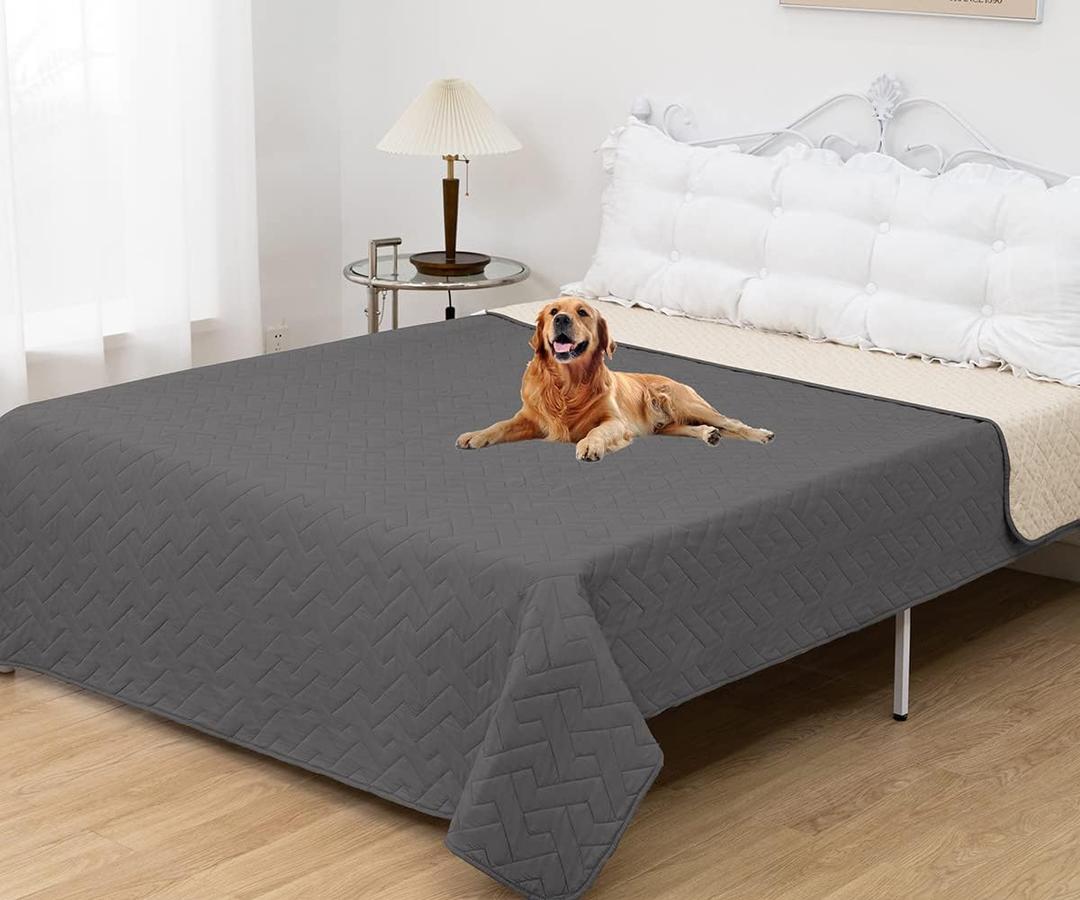 fuguitex Waterproof Dog Bed Cover Couch Cover for Pet Anti-Slip Cat Mat Pet Pad Blanket for Sofa Chair Recliner Bed Furniture Protrctor (78x90 Inch (Pack of 1), Dark Grey)
