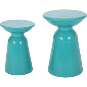Christopher Knight Home Pelon Outdoor Side Tables - Teal (Set of 2)