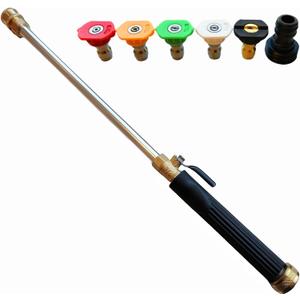 Upgraded Pressure Washer Wand, Brass Water Jet Nozzle for Garden Hose, Hydro Hose Quick Connector, Cleaning Watering Sprayer for Patio Lawn Paver Pool Car Window Glass, 2.5 X 17 X 1.5 Inches