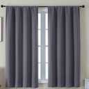 Simplebrand Ava Grey Blackout Curtains for Bedroom 63 Inch Length 2 Panels Set, Solid Thermal Insulated Energy Saving Rod Pocket Window Treatment Curtains Blackout Drapes, W40 x L63 Inch, Grey