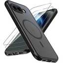 XIEWE Compatible with Google Pixel 9A Case with Magnetic [Compatible with Mag-Safe][Military Grade Drop Protection] Slim Translucent Matte Phone Case with Anti-Fingerprint Tech, Black