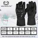 WESTWOOD FOX Motorcycle Gloves Winter Motorbike Gloves for Men and Women, Splashproof Motorcycle Gloves, Touchscreen Lightweight Warm Riding Gloves for BMX, ATV, UTV Mountain Biking (Small, Black Grey)
