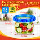 10 Pack 17oz Small Freezer Food Storage Containers with Twist Top Lids