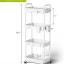 Sorgion 4 Tier Rolling Cart Organizer,Art Craft Diaper Bedside Snack Laundry Room Bathroom Organizer Narrow Thin Slim Rolling Trolley Utility Cart with Wheels for Kitchen,Office(White)