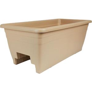 The HC Companies Deck Railing Planter Box w/Removable Drain Plugs - Lightweight & Weatherproof Plastic Flower Box - Balcony Planters for Railing and Fence (24, Sandstone)