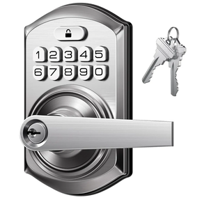 TEEHO TE004 Keyless Entry Keypad Door Lock with Handle - Smart Digital Electronic Lock for Interior Door with Anti-Peeping, Auto Lock & Passage Mode - Easy Installation - Satin Nickel
