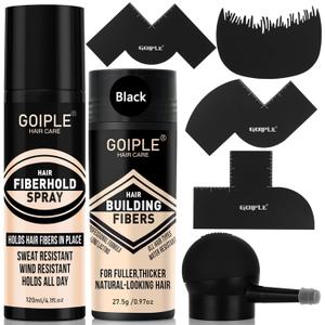 Hair Thickening Fibers&Pump Applicator Set Professional Hair Styling Set- Hair Fibers Barber Enhancement Spray for Mens Hair&Beard- Hairline Enhancer & Volumizing Spray Barber Enhancement Card(Black)
