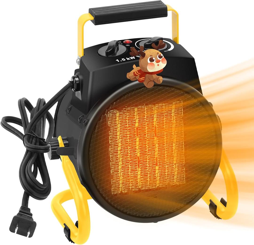 Outdoor Heaters for Patio, 1500W Electric Garage Heater with Overheat Protection, 3S Fast Heating, 3 Modes, Portable Space Heater for Patio, Garage, Greenhouse, Indoor, Black