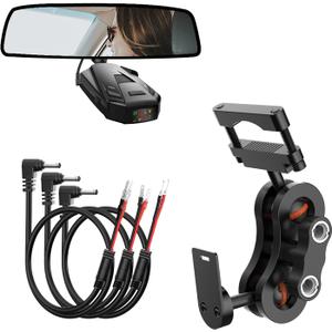 Radar Detector Mount,Rearview Mirror Rod Radar Mounting Bracket+Rearview Mirror Hard Wire Power Cord kit16,with Inline Fuse (for Cobra Radar Detector)