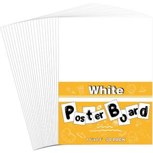 50 Pack White Poster Boards, 11"x14" White Poster Paper Heavyweight Poster Board Bulk Blank Poster Board for Art Display Board,Classroom Use,School Craft Project,Presentation Drawing