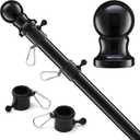 Flag Pole for Outside House, Black Metal Heavy Duty Portable Indoor Outdoor Yard House Garden Flag Pole for Truck Car Porch 5ft