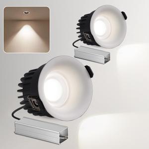 3 Inch Recessed Led Lights, IP65 Waterproof Recessed Lights, Trimless Soffit Canless Light, 3000-6000K Selectable, 10W 1200LM White Round Recessed Lighting for Living Room,Kitchen,Bathroom (2 PCS)