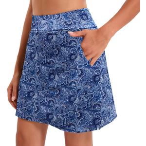 Oyamiki Women's Active Athletic Skort Lightweight Tennis Skirt Perfect for Running Training Sports Golf (Small, D04 Blue Floral Print)