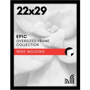 Americanflat 22x29 Poster Frame with Polished Plexiglass - Black Picture Frame - Wide Photo Frames Made of Engineered Wood for Vertical or Horizontal Wall Display - Epic Collection - Black