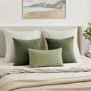 MIULEE Sage Green Couch Pillow Covers 12x20 Inch, Set of 2 Soft Spring Chenille Decorative Lumbar Throw Pillow Covers Farmhouse for Sofa Living Room Bed