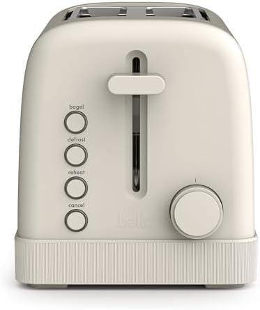 bella 2 Slice Toaster, 6 Setting Shade Control w Reheat, Cancel, Bagel & Defrost Buttons, Removable Crumb Tray, Anti Jam & Auto Shutoff, Auto Centering Guides & Cord Wrap, 900 Watt, Oatmilk
