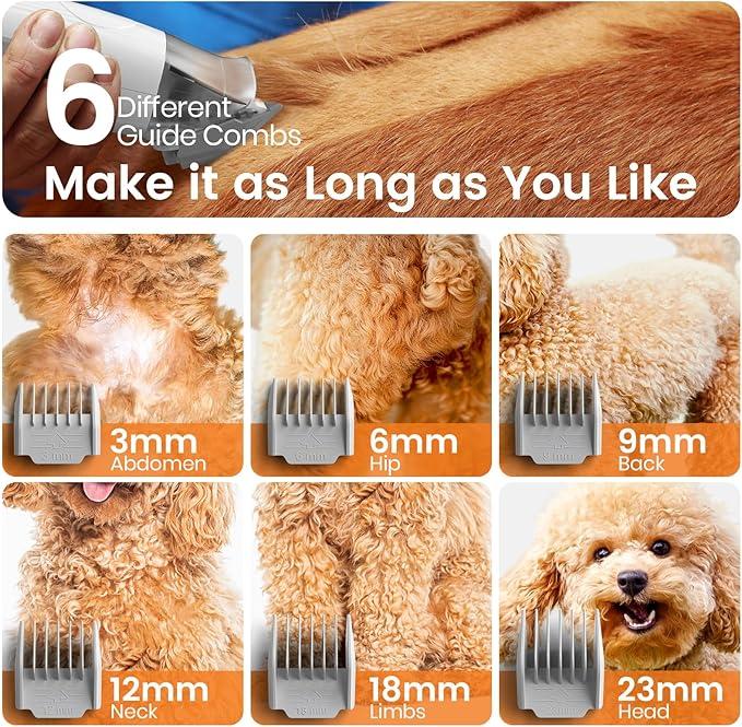 oneisall Dog Grooming Vacuum, Pet Grooming Vacuum with Clipper Nail Grinder, 1.5L Dust Cup Dog deshedding Vacuum Brush with 7 Pet Grooming Tools for Shedding Pet Hair, Home Cleaning (Blue)
