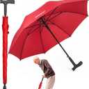 2-in-1 Walking Sticks Umbrella - Windbreak Ribs Walking Cane Umbrella Lightweight, Windproof, Heavy-Duty Frame- Ideal Father's Gift for Climbing, Hiking, Hanging Out on Raining