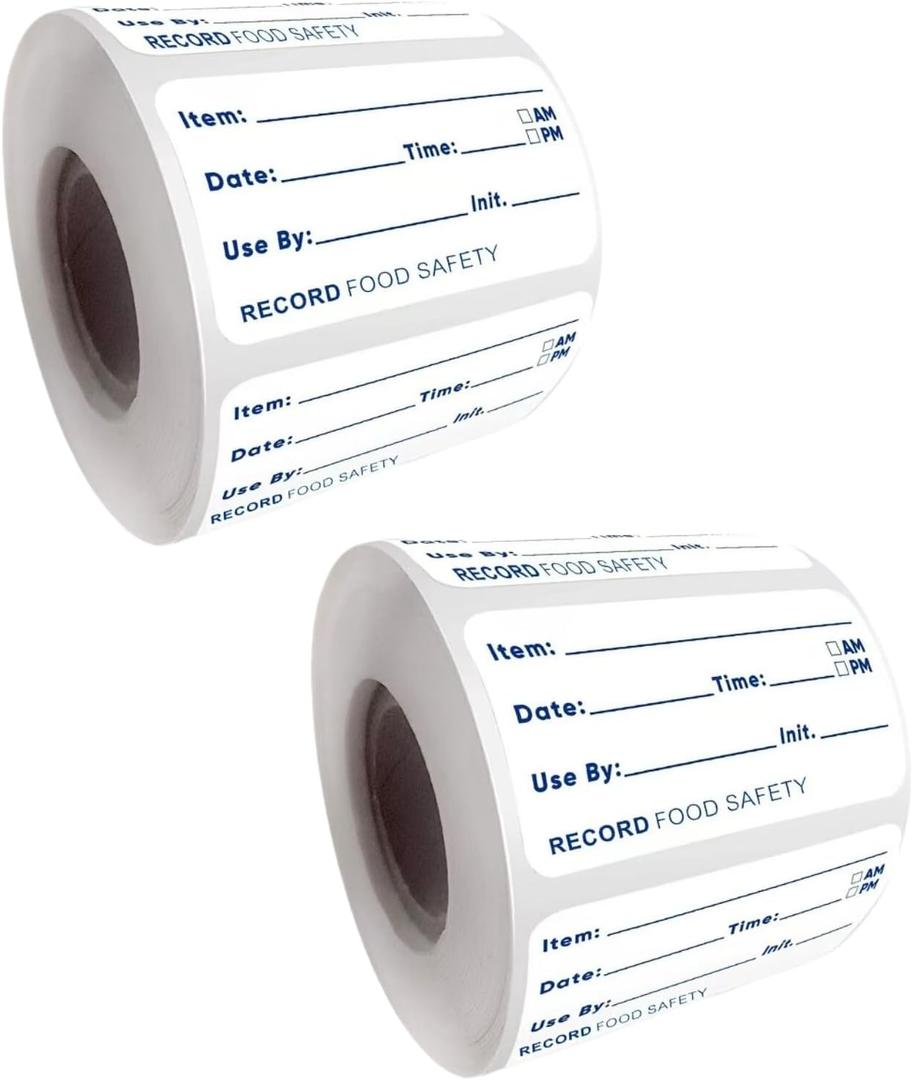 Dissolvable Food Labels, 1x2 Inch Label Stickers 1000PCS Food Labels Stickers for Containers Freezer Labels Tape Canning Labels Writable Date Labels, 2 Rolls