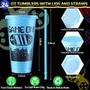 Mifoci 24 Sets Video Game Party Favors 24 oz Gamer Cup with Lids and Straws Gaming Paper Gift Boxes Plastic Reusable Gamer Tumbler for Game Birthday Party Supplies Gifts (Blue, Gray, Sky Blue, Black)