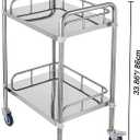 Lesolar Lab Rolling Cart, Stainless Steel Serving Cart 2 Layer Medical Dental Utility Cart with Swivel Wheels Mobile Clinic Cart Laboratory Equipment Metal Rolling Cart for Hospital Restaurant Hotel