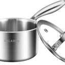 DELARLO Tri-Ply Stainless Steel 1 Quart Saucepan with Lid, Compatible With All Stove 600, Small Pots for Cooking, Fast Even Heats, Stainless Pot 1QT, Durable Sauce Pot, Saucepan with Lid