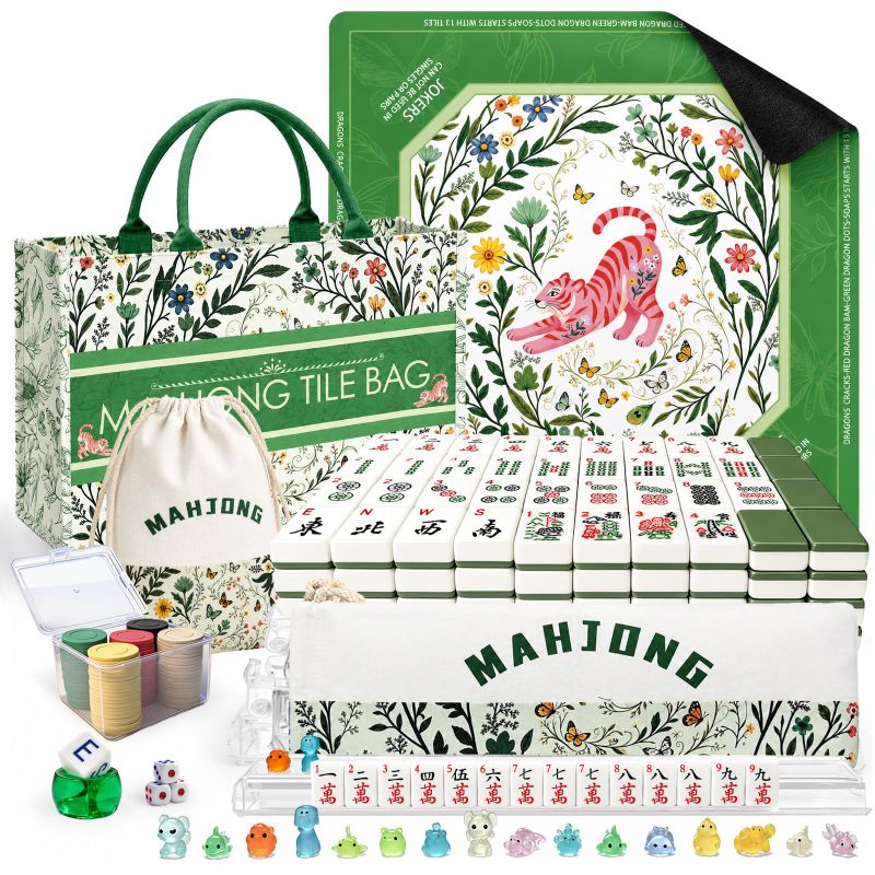 Mahjong Lex GUJYUYIF 166 American Mahjong Tiles Set with Mat, Racks and Accessories ...