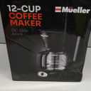 Mueller 12-Cup Drip Coffee Maker - Borosilicate Carafe, Auto-Off, Reusable Filter, Anti-Drip, Keep-Warm Function, Clear Water Level Window Coffee Machine, Kitchen Essentials & Accessories (Black)