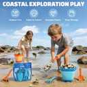 Dreamon Beach Toys, 2 Packs Travel Sand Toys for Kids Ages 4-8 | 10 PCS Sandcastle Building Kit with Collapsible Bucket, Mesh Bag, Sand Sifter, Shovel & Rake, Beach Essentials for Kids