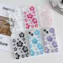 Yeddabox for iPhone 14 Plus Case Hibiscus Flower Floral Wavy Clear Phone Case Soft TPU Slim Shockproof Phone Cover for Women Girls, Black