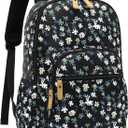 Leaper Laptop Backpack for Women: Cute Girls Backpack Floral for School College Travel Work - Lightweight Bookbag for Kids Teens - Aesthetic Back Pack Hiking Daypack for Teacher (Black-White Flower) (Large)