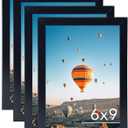 JCJMY 6x9 Picture Frame Set of 4 Black for Wall Hanging or Tabletop- Wall Mounting Horizontally or Vertically, 6 x 9 Wall Gallery Poster Photo Frames for 6 by 9 Photo,4 Pack, Black