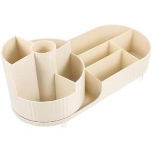IWOWHERO Rotating Makeup Brush Holder Organizer 7 Sections Brush Storage Box Vanity Makeup Organizer Pen Container