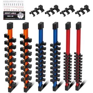 HORUSDY 6Pcs Double Sided Socket Organizer, 1/4-Inch, 3/8-Inch, 1/2-Inch, Premium Quality Socket Holders (6Pcs Double Sided Socket Organizer)