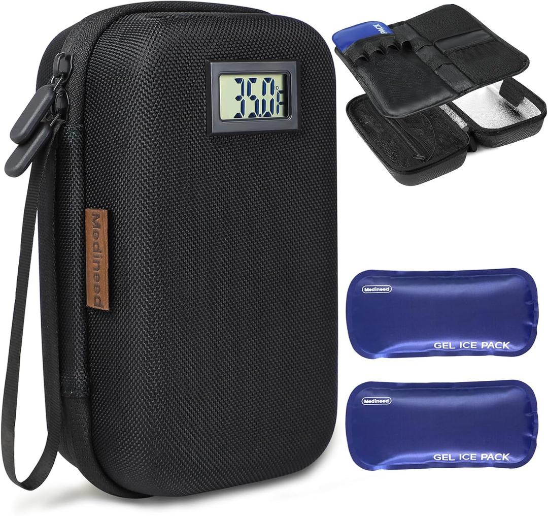 Insulin Cooler Travel Case TSA Approved, Temperature Display Medicine Travel Cooler, Refrigerated Medicine Organizer Patent Pending, Diabetes Case with 2 Reusable Ice Packs (Black) Insulin Cooler Travel Case TSA Approved, Temperature Display Medicine Travel Cooler, Refrigerated Medicine Organizer Patent Pending, Diabetes Case with 2 Reusable Ice Packs (Black)