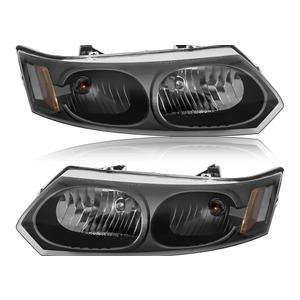 Headlight Assembly Compatible with Saturn Ion 2003-2007 Halogen Headlamp, OE-Style Head Lamp Replacement for GM2502231 GM2503231 15919399 15919400, Black Housing Amber Corner