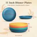 Large Wheat Straw Plates 11 Inch, Unbreakable Dinner Plate Set for 8, Plastic Plates Reusable, Microwave and Dishwasher Safe Kitchen Plate for Holiday, Party, BBQ - Multi