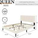 Queen Size Platform Bed Frame with Upholstered Headboard, Wooden Slats Support, Noise Free, No Box Spring Needed, Easy Assembly, Beige, Velvet