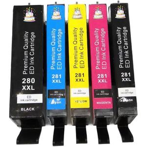 Compatible Ink Cartridge PGI-280XXL CLI-281XXL 280 Ink 281 Work with PIXMA TS6120 TS6220 TS6320 TS8120 TS8220 TS8320 Printer(5 Pack)