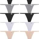 FINETOO 10 Pack G-String Thongs for Women Cotton Panties Stretch T-back Tangas Low Rise Hipster Underwear Sexy 
(Light color-10pack, X-Large)