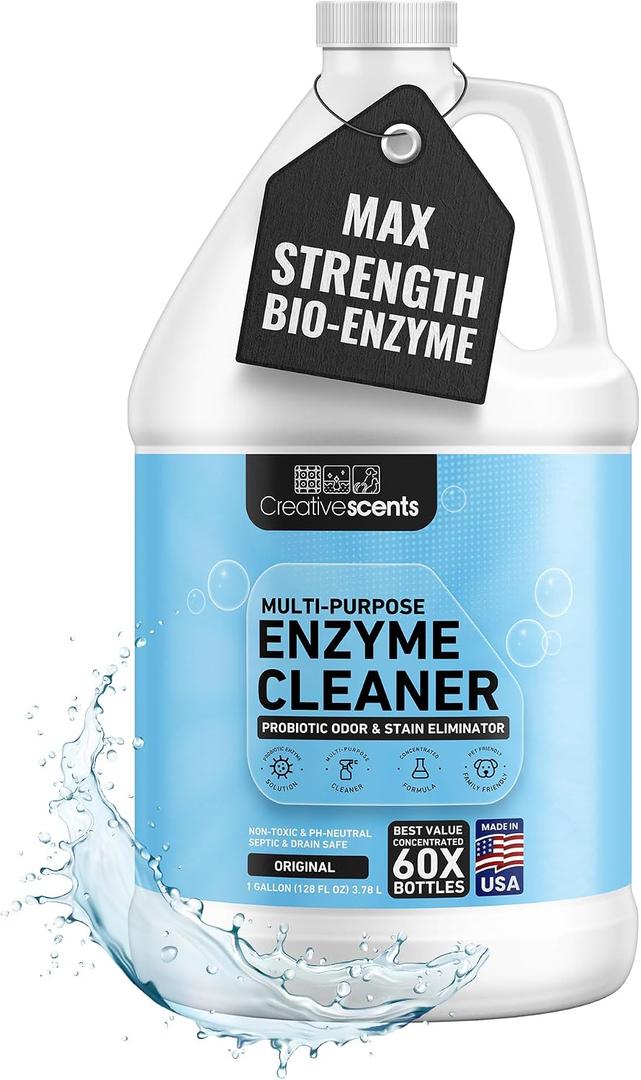 Creative Scents Multipurpose Enzyme Cleaner & Odor Remover | Super Concentrated for Floor, Carpet, Drain | Pet Urine Odor Eliminator | Enzyme Cleaner for Cat Urine & Dog Poop | 1 Gallon - Original