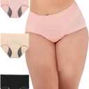Breathable ZeroLeak Incontinence Underwear For Women Leakproof Seamless Quick Dry Postpartum High Waisted Panties (Medium, Breathable:black-nude-light Pink)
