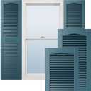 Ekena Millwork Lifetime Vinyl LL1S14X07500MB Standard Cathedral Top Center Mullion, Open Louver Vinyl Shutters, w/Installation Shutter-Lok's & Matching Screws (Per Pair), 14 1/2"Wx75"H, Midnight Blue
