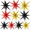 10PCS 22Inch Star Explosion Foil Balloons, Large Black and gold Balloon, Spike Cone Colorful Star Balloons for Birthday, Graduation, Wedding & Party Decorations