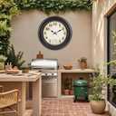 Large Outdoor Clocks Waterproof with Thermometer Combo Vintage Outdoor Wall Clock Decor for Patio Pool Garden(18 Inch)