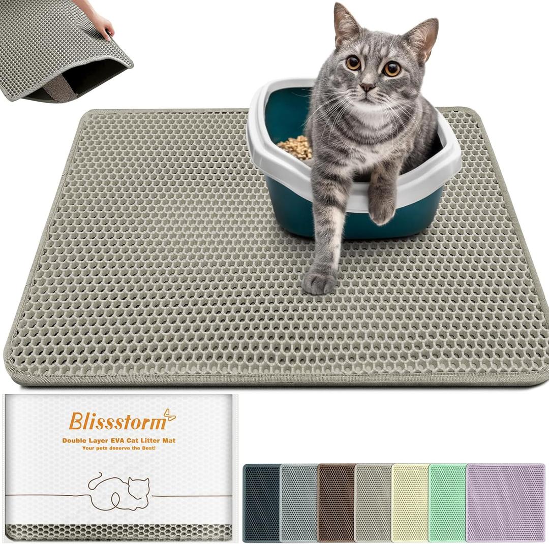 Waterproof Cat Litter Mat - New 24x16 Inch Honeycomb Double Layer Traps Litter, Waterproof & Non-Slip Floor Protector, Easy Clean, Odor-Free, Beige