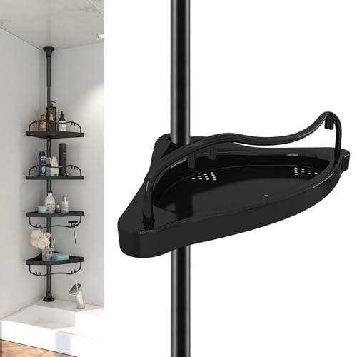 EUIJOIP Corner Shower Caddy, 39-125 Inch Adjustable Height With ABS Shelves, Drill Free Organizer, 4 Layer Rustproof Metal Tension Pole, Large Storage, Black