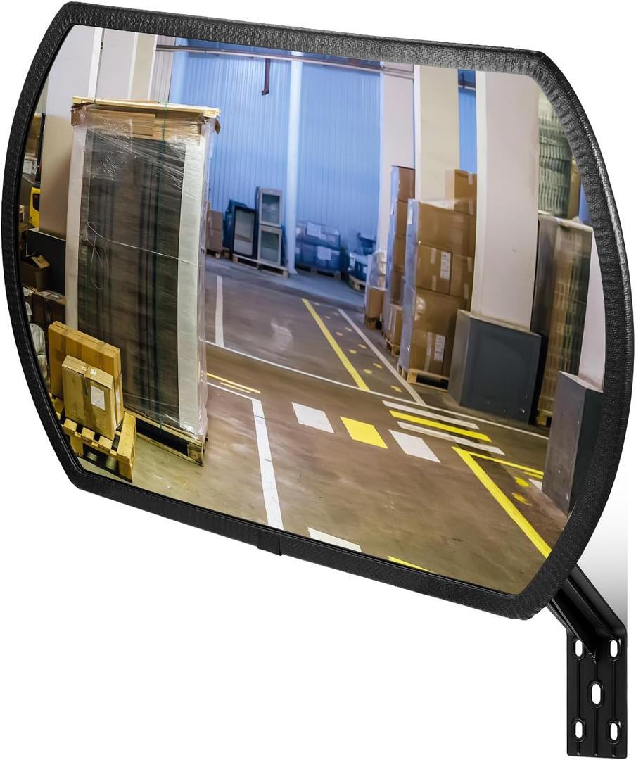 Geetery 2 Pcs 30" x 20" Garage Mirror Convex Security Outdoor Indoor Round Rectangular Acrylic Traffic Mirror Corner Blindspot for Wall Parking with Protective Film for Driveway