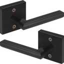 HOSOM Dummy Door Handles, Heavy Duty Decorative Single Side Non-Turning Square Lever Handle Knob Set for Closet or French Doors, Easy Installation, Pull Only, Matte Black, 2 Pack